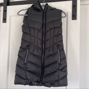Athleta down long vest with hood
